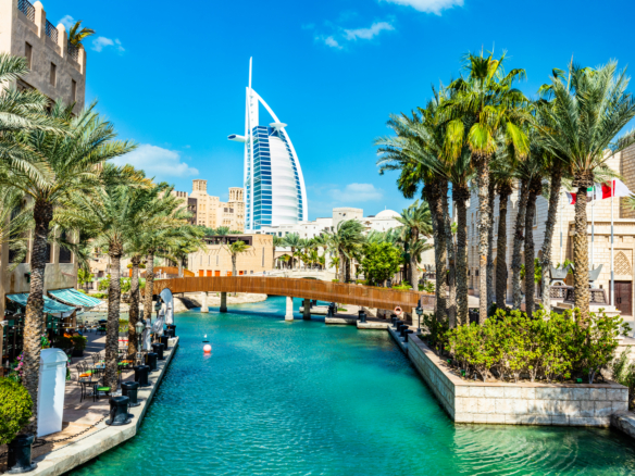 Burj Al Arab seen from madinat jumeirah in Dubai UAE